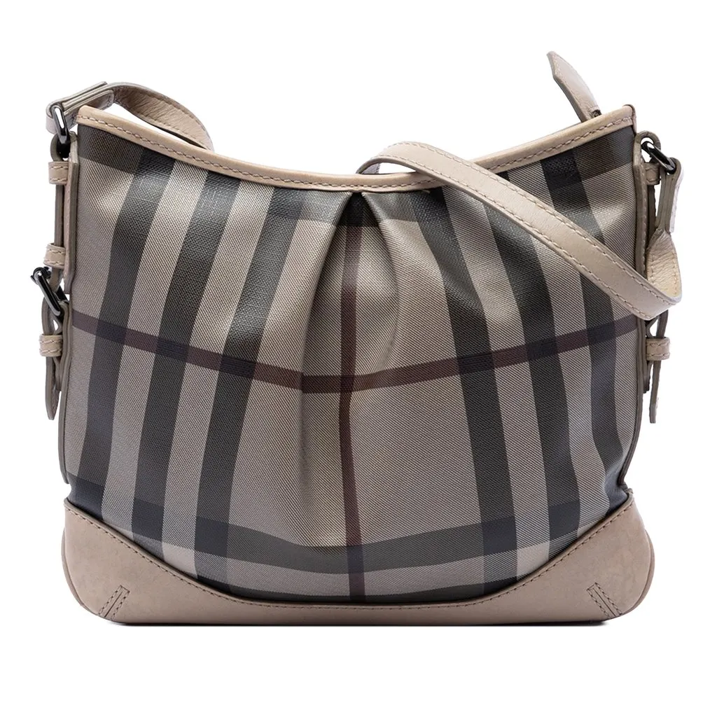 Burberry Smoke Check Coated Canvas Hartham Crossbody Grey Canvas Good - Front View