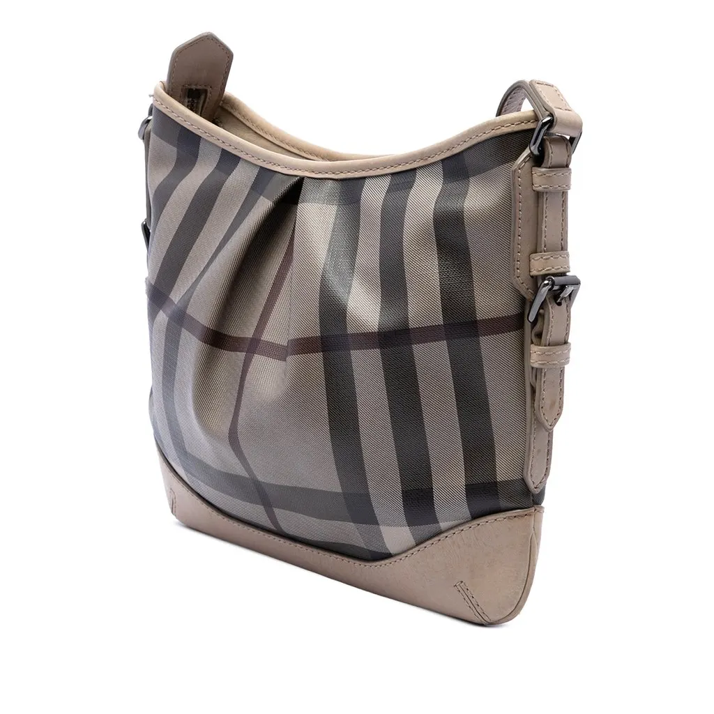 Burberry Smoke Check Coated Canvas Hartham Crossbody Grey Canvas Good - Back View