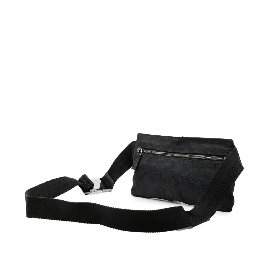 Gucci GG Canvas Double Pocket Belt Bag Black Very good - Back View