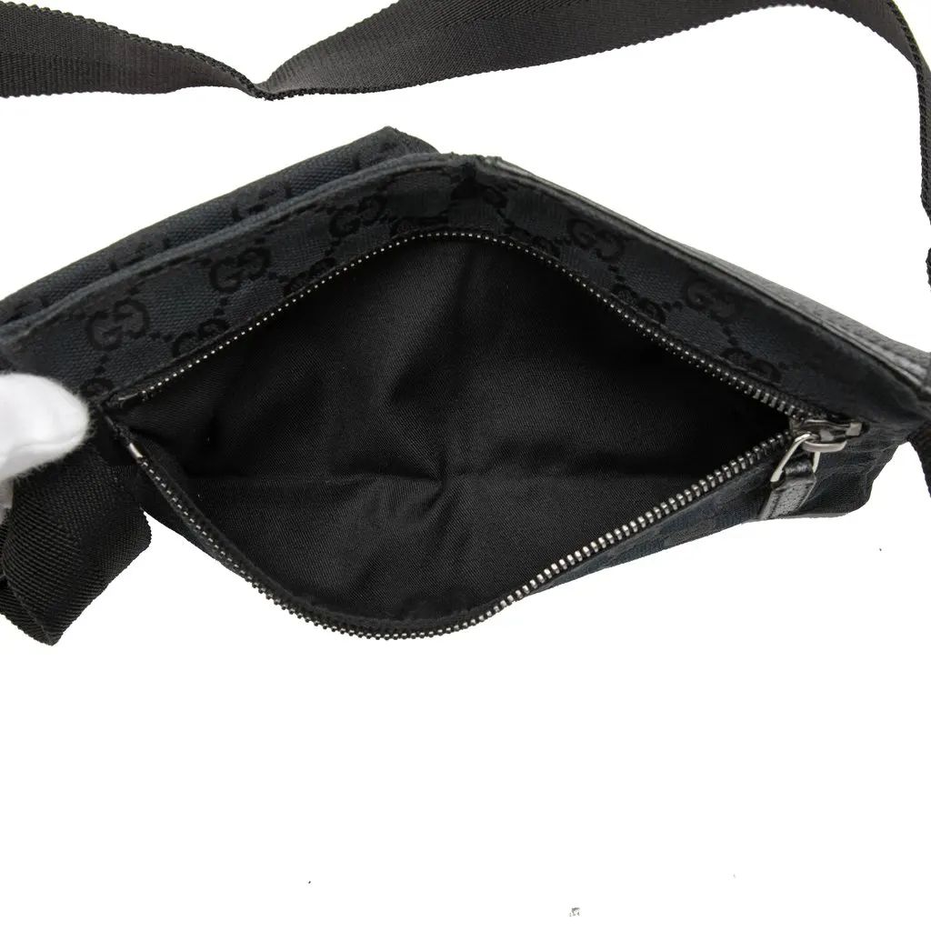 Gucci GG Canvas Double Pocket Belt Bag Black Very good - Model View