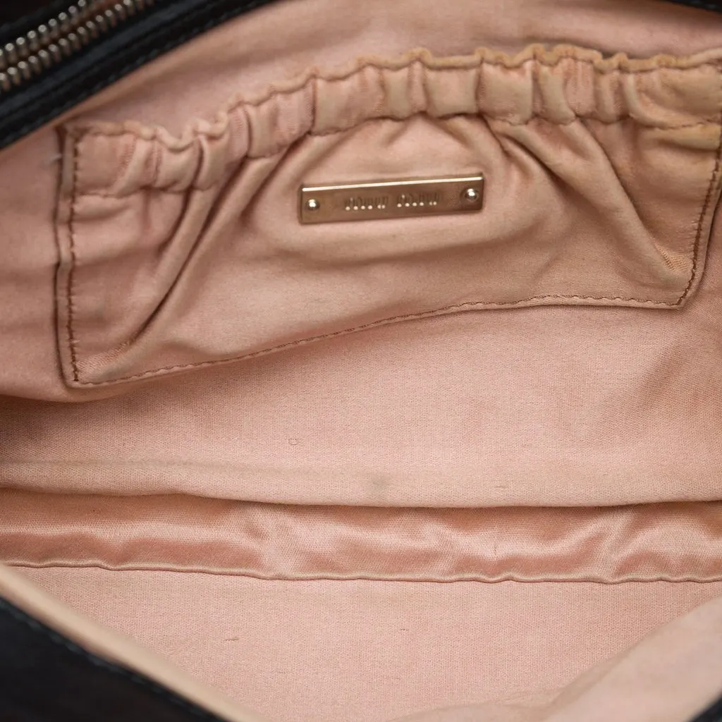 Miu Miu Matelasse Nappa Crystal Chain Satchel Black Leather Very good - Model View