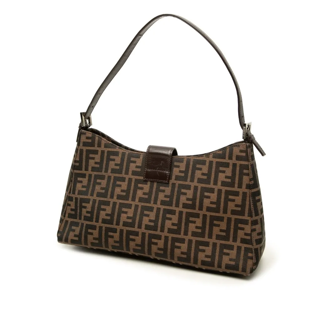 Fendi Zucca Canvas Shoulder Bag Brown Canvas Very good - Back View