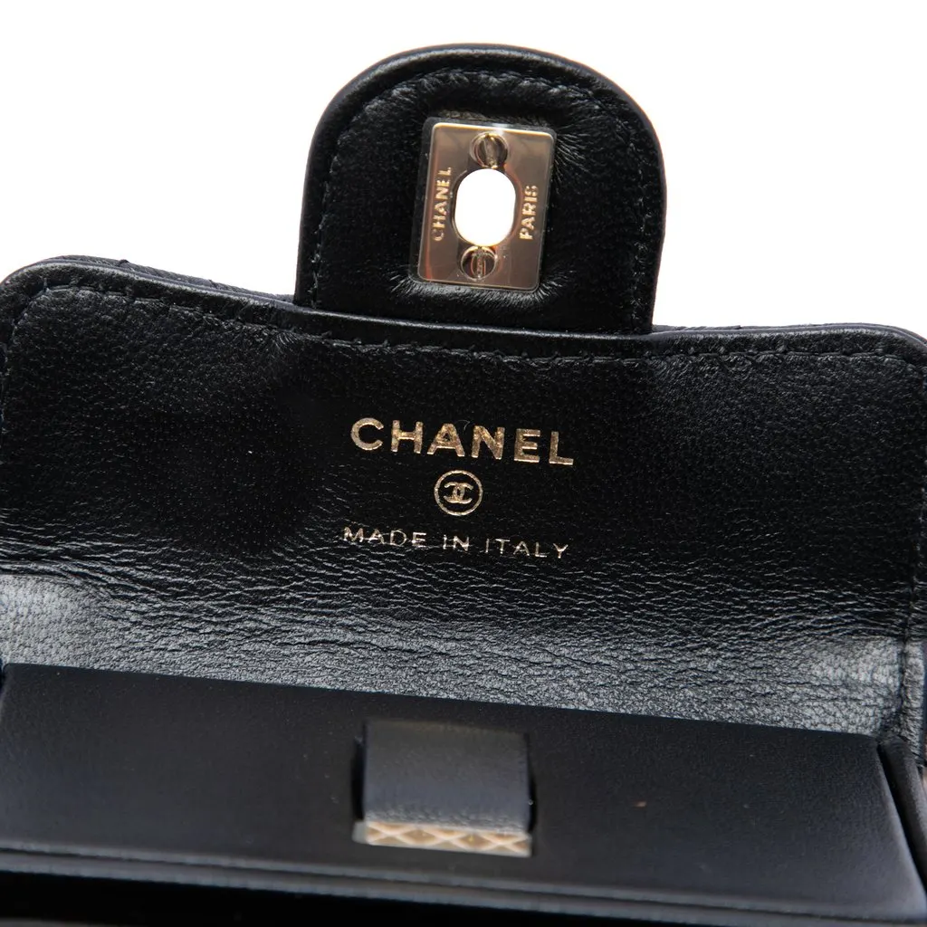 Chanel CC Quilted Lambskin Foldable Jewelry Box with Chain Black Leather Very good - Box View