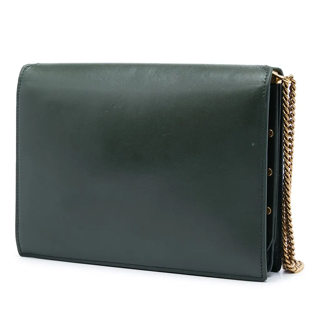 Saint Laurent Smooth Calfskin Monogram Cassandra Clasp Bag Green Leather Very good - Back View
