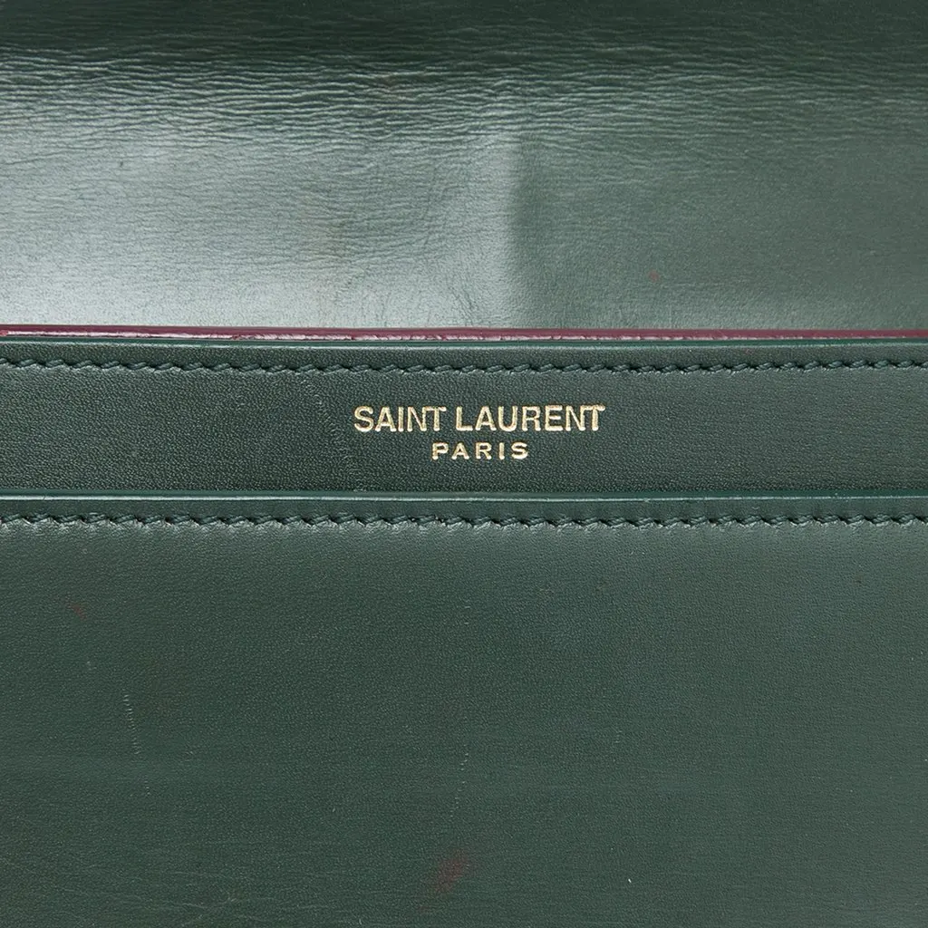 Saint Laurent Smooth Calfskin Monogram Cassandra Clasp Bag Green Leather Very good - Box View