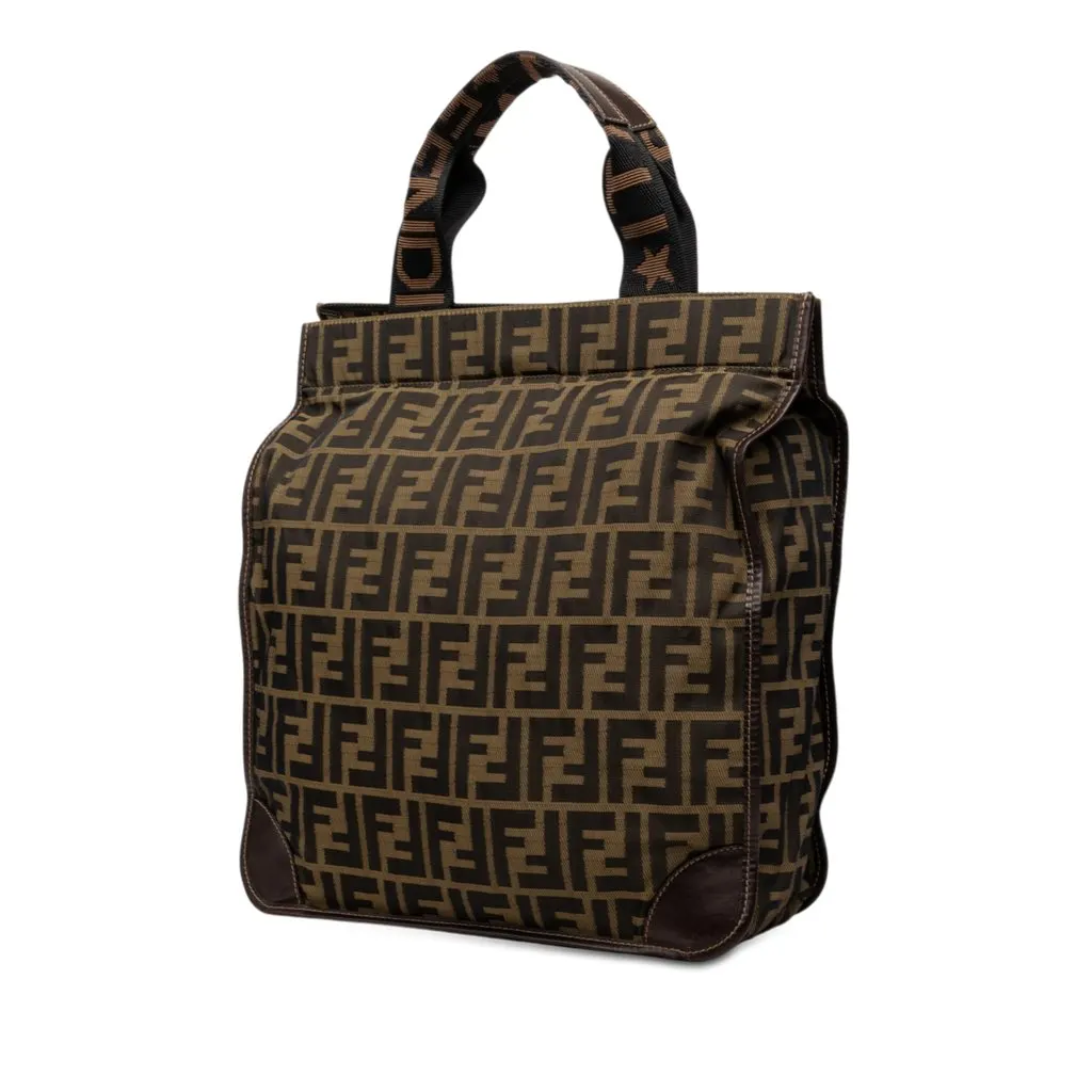 Fendi Zucca Canvas Shopping Tote Brown Good - Back View
