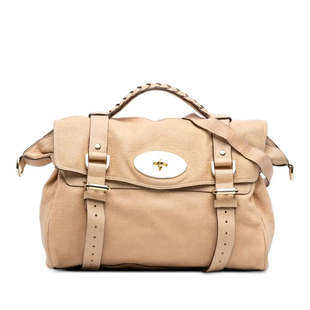 Mulberry Textured Calfskin Alexa Satchel Brown Leather Very good - Front View