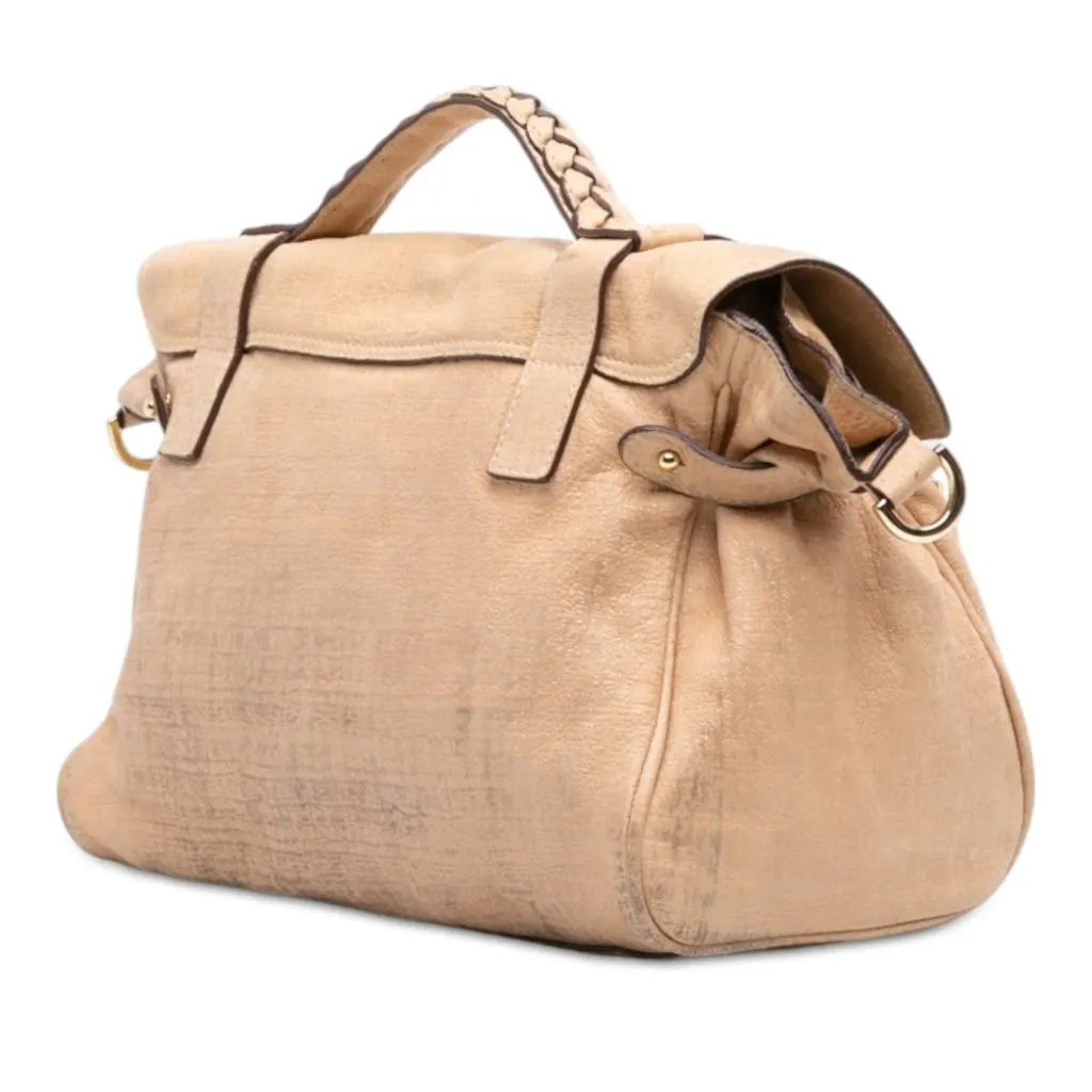 Mulberry Textured Calfskin Alexa Satchel Brown Leather Very good - Back View