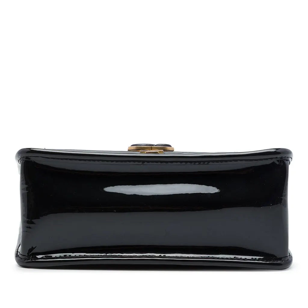 Chanel Mini Quilted Patent Graphic Catch Flap Black Leather Good - Inside View