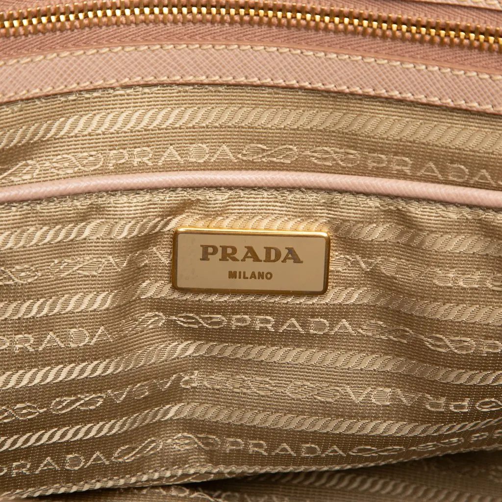 Prada Medium Saffiano Lux Galleria Double Zip Satchel Beige Leather Very good - Box View