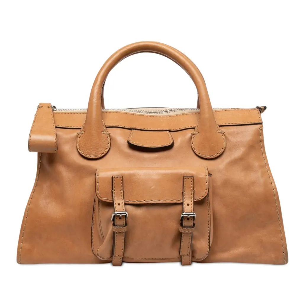 Chloé Medium Buffalo Leather Edith Day Satchel Brown Leather Very good - Front View