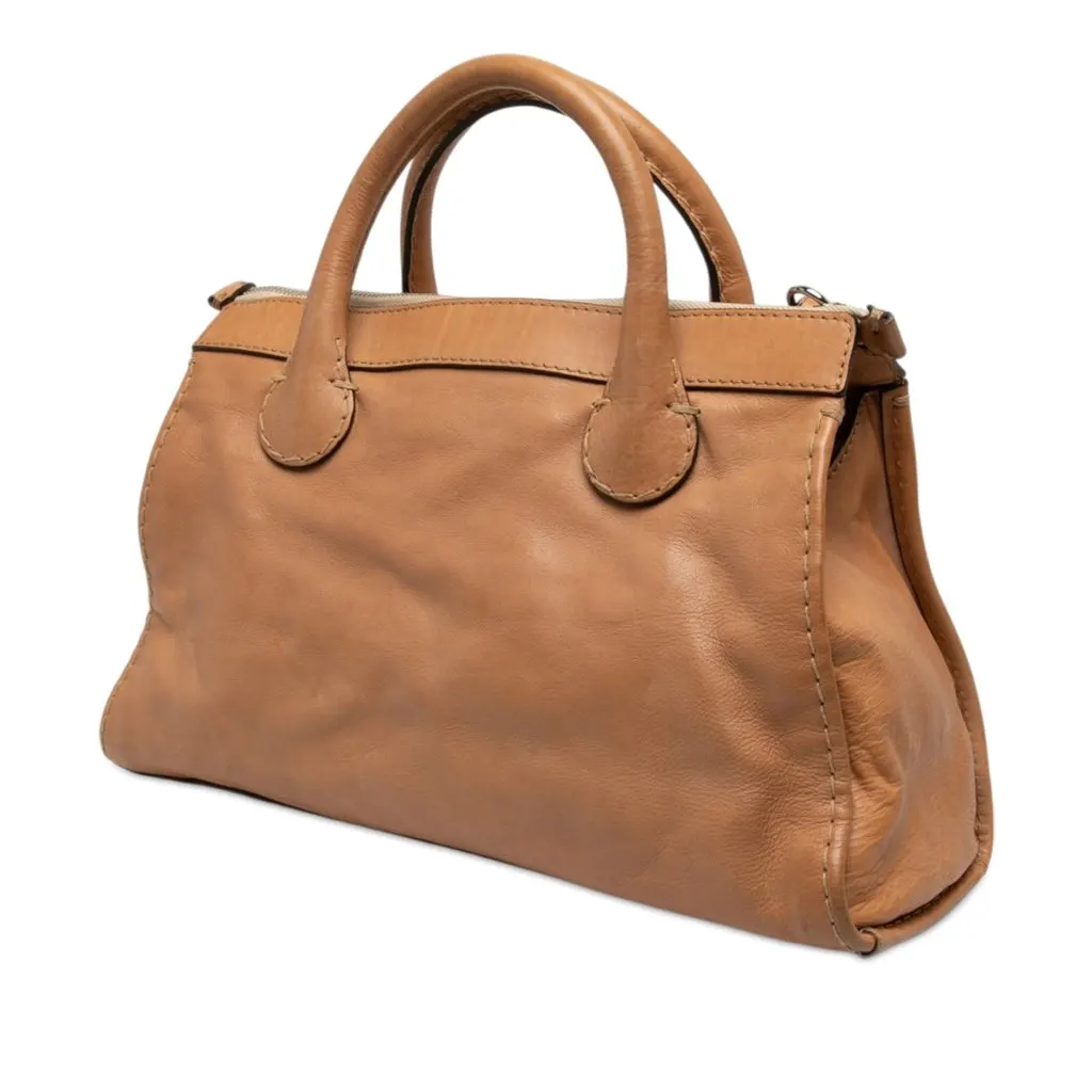 Chloé Medium Buffalo Leather Edith Day Satchel Brown Leather Very good - Back View