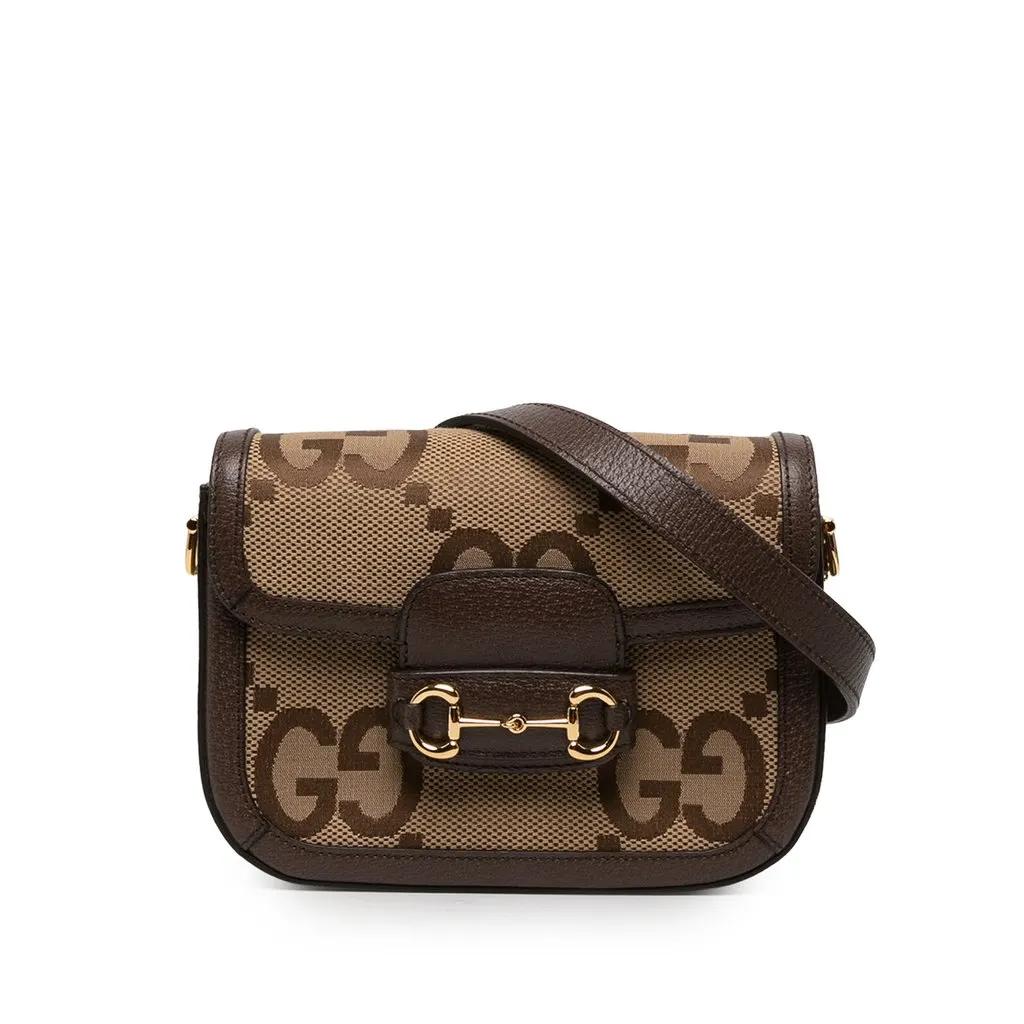 Gucci Small Jumbo GG Canvas Horsebit 1955 Crossbody Beige Canvas Very good - Front View
