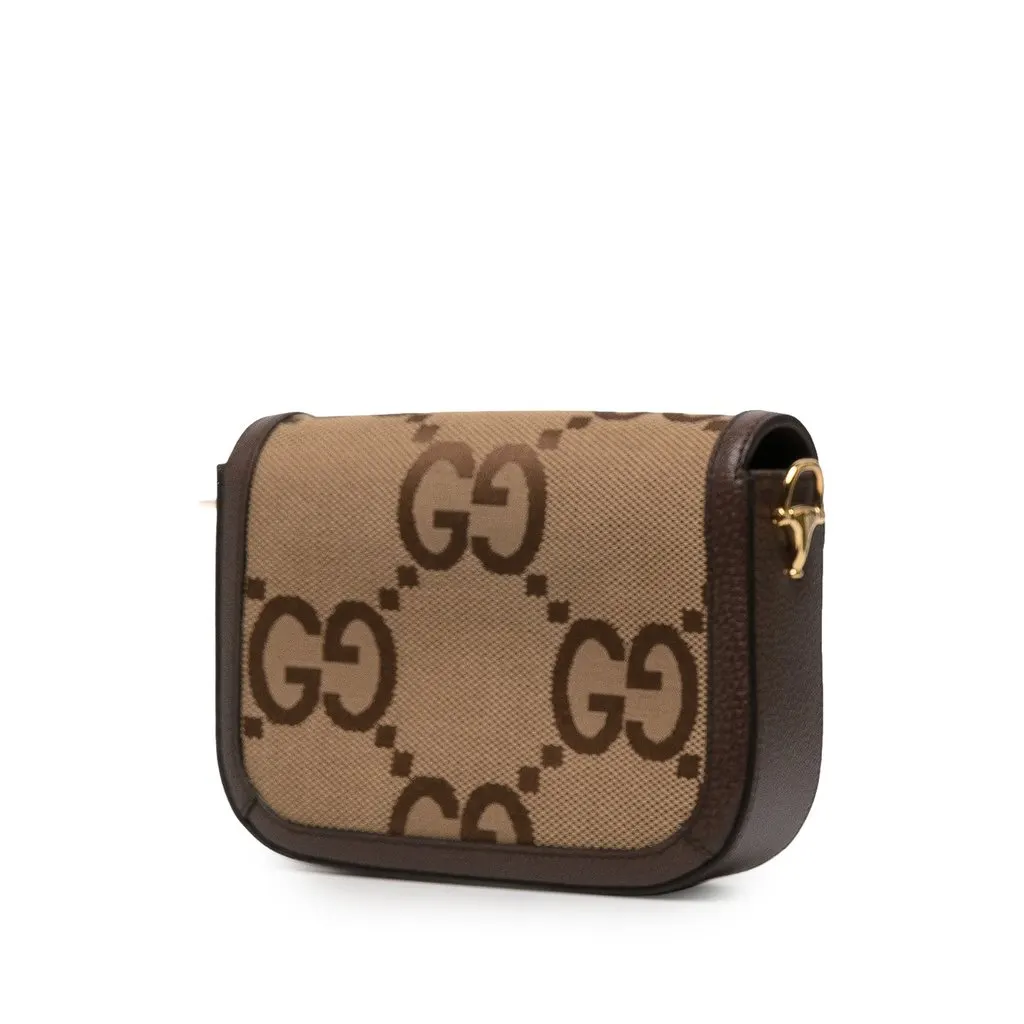 Gucci Small Jumbo GG Canvas Horsebit 1955 Crossbody Beige Canvas Very good - Back View