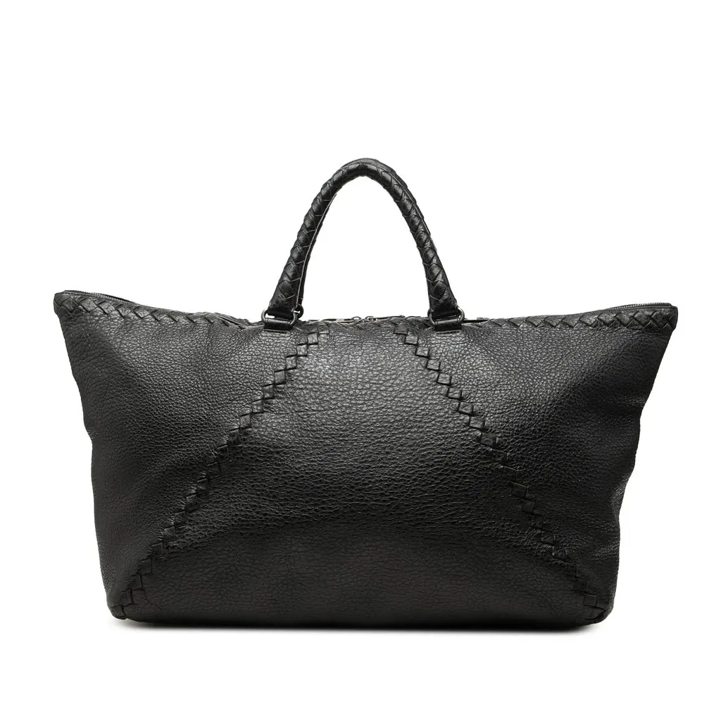 Bottega Veneta Intrecciato Trimmed Cervo Top Zip Travel Bag