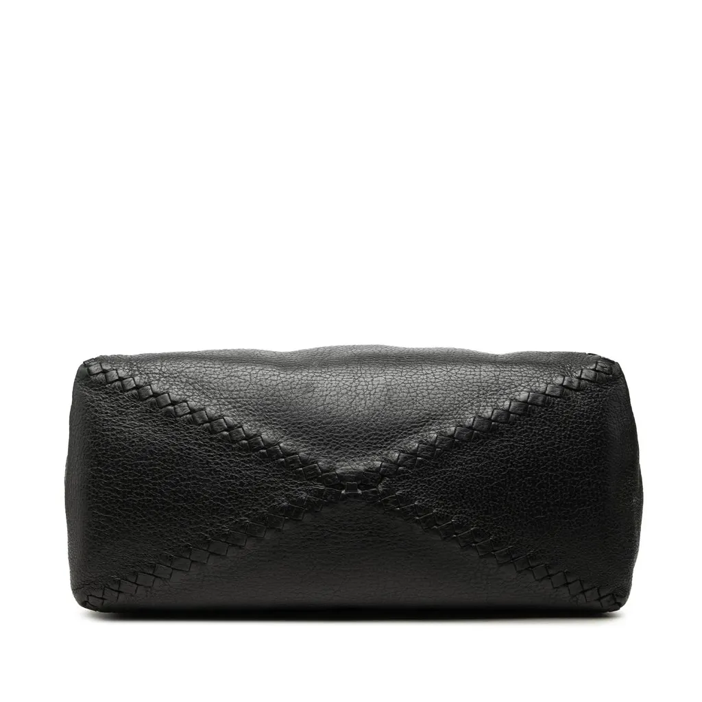Bottega Veneta Intrecciato Trimmed Cervo Top Zip Travel Bag Black Leather Good - Inside View