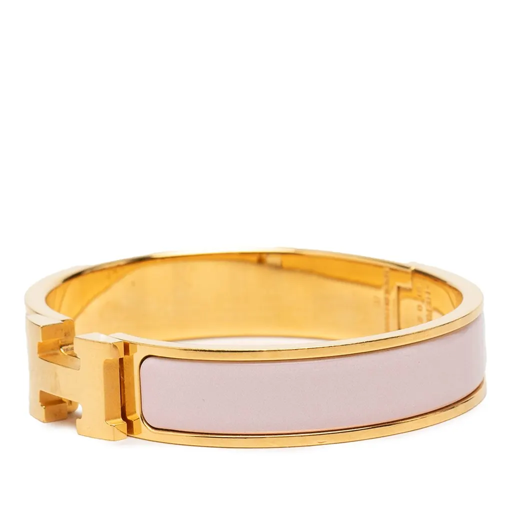 Hermès Narrow Enamel Clic H Bracelet PM Pink Enamel Very good - Back View