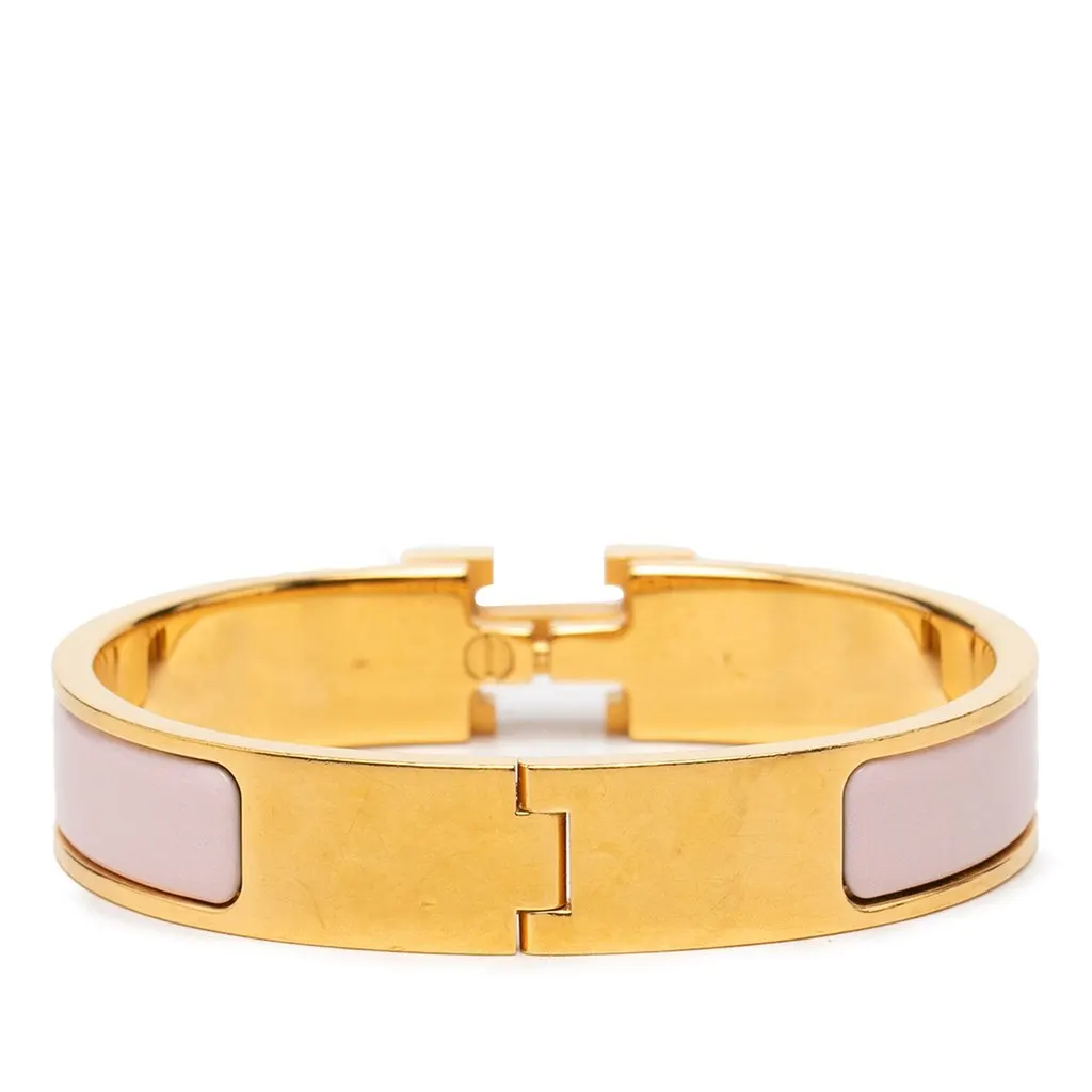 Hermès Narrow Enamel Clic H Bracelet PM Pink Enamel Very good - Inside View
