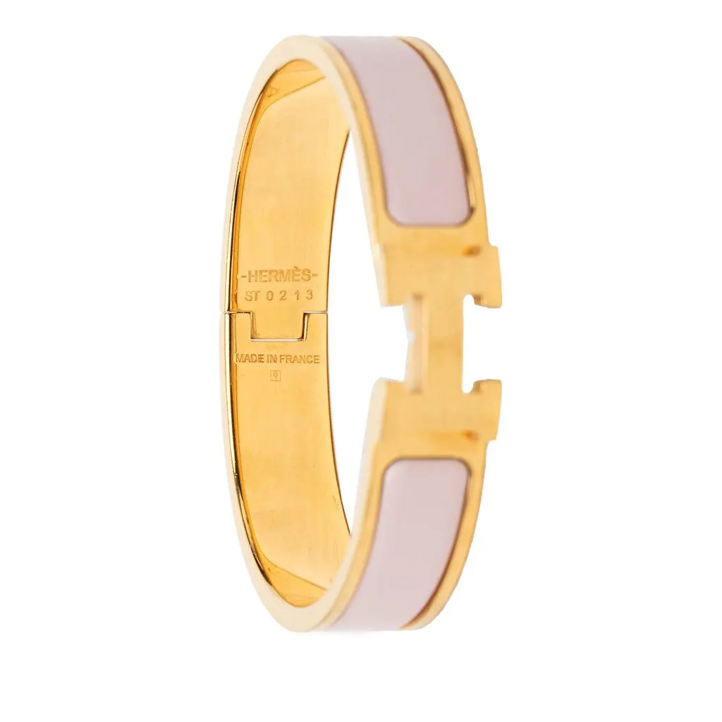 Hermès Narrow Enamel Clic H Bracelet PM Pink Enamel Very good - Model View