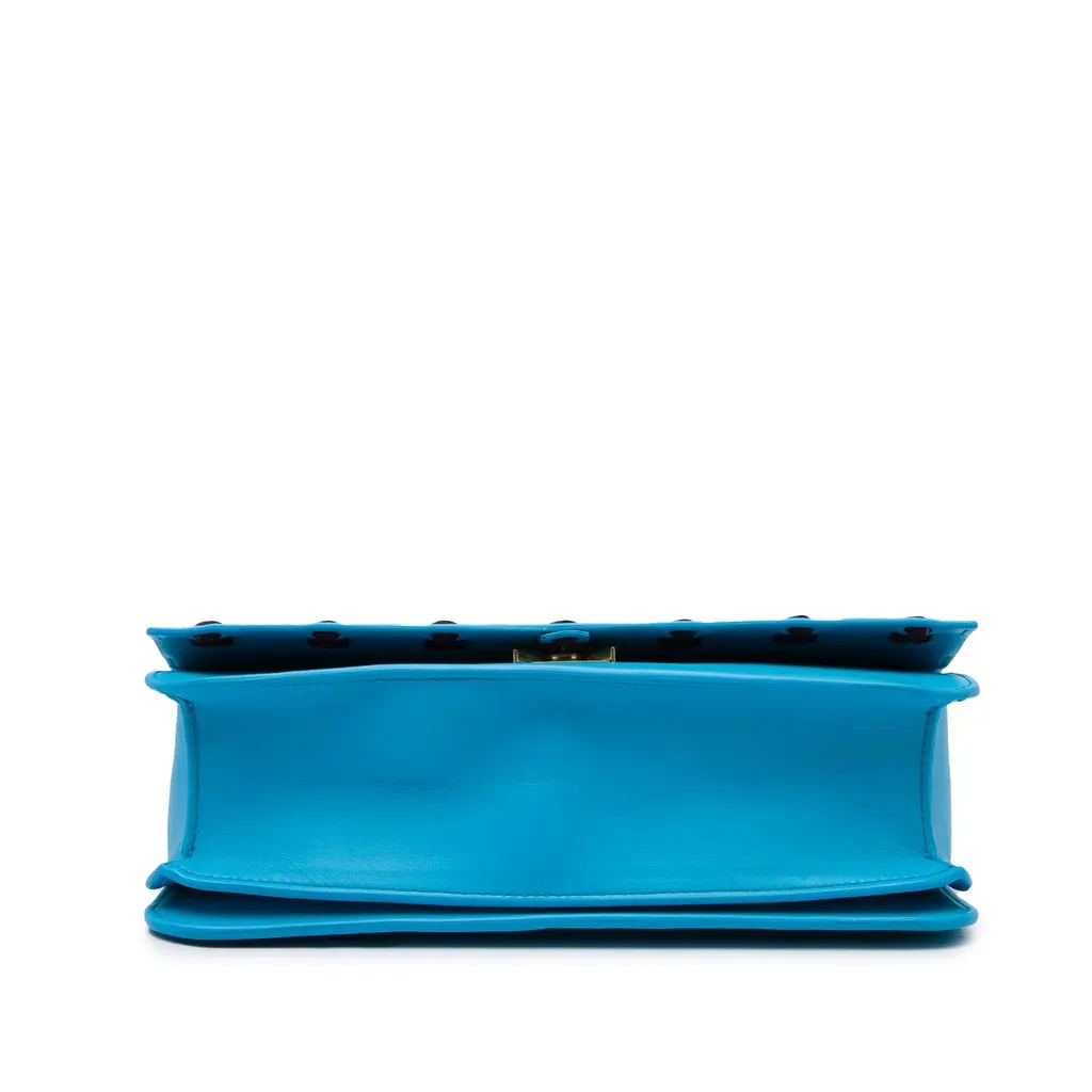 Bottega Veneta Lambskin Whipstitch Flap Crossbody Blue Leather Very good - Inside View