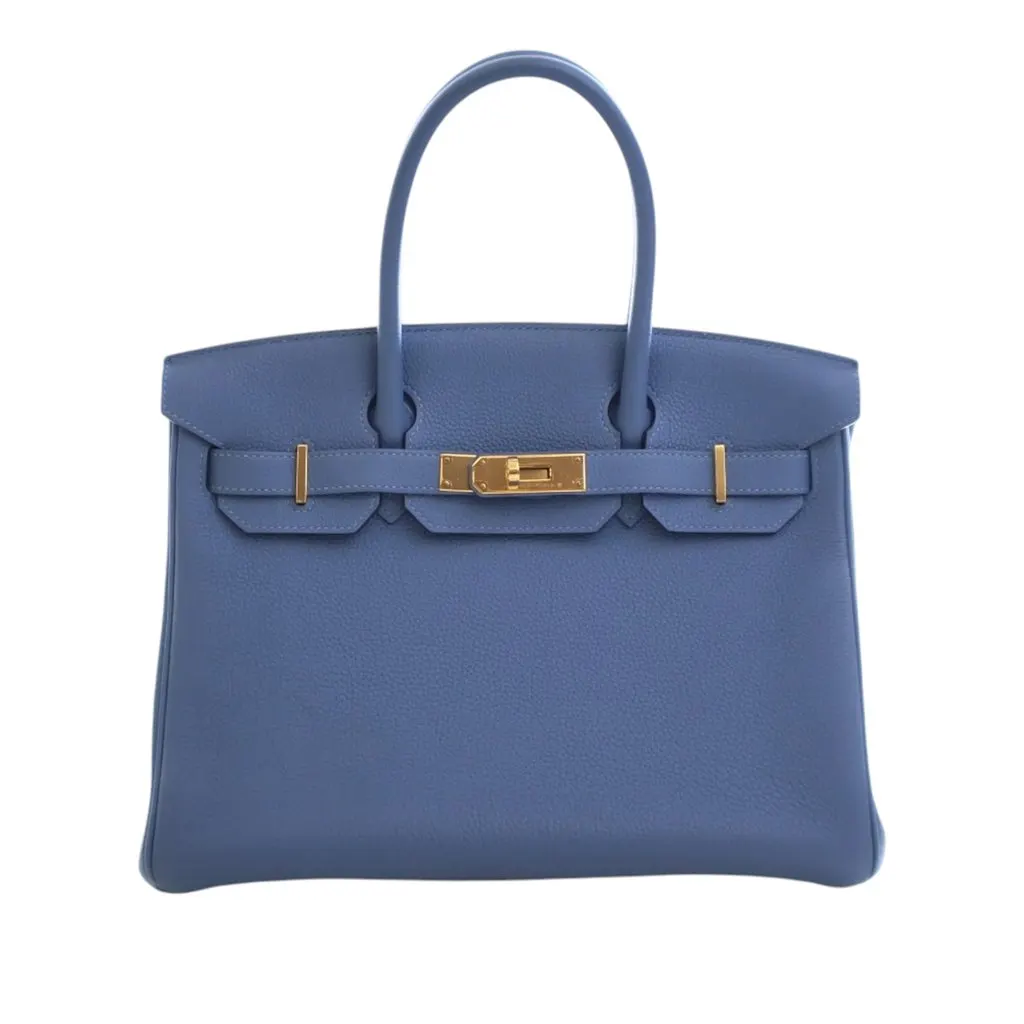 Hermès Togo Birkin Retourne 30 Blue Leather Very good - Front View