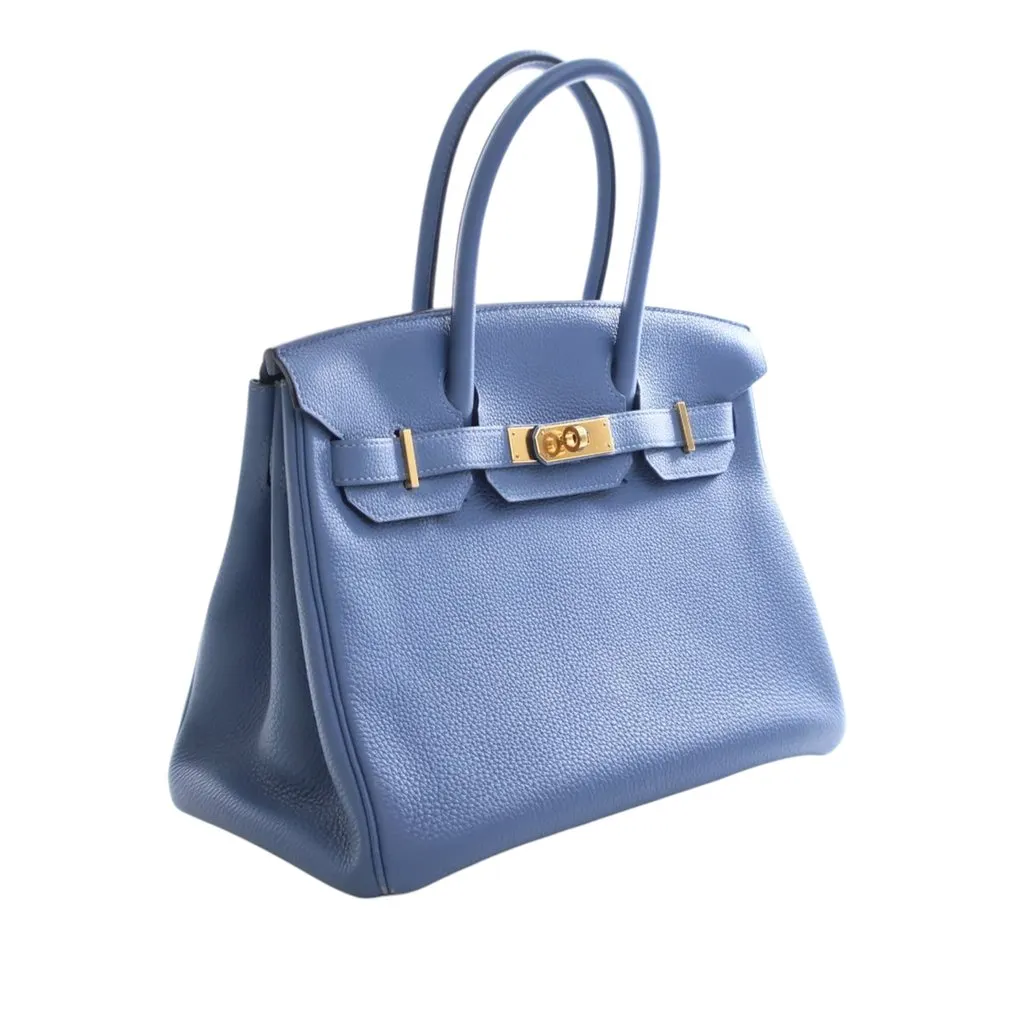 Hermès Togo Birkin Retourne 30 Blue Leather Very good - Back View