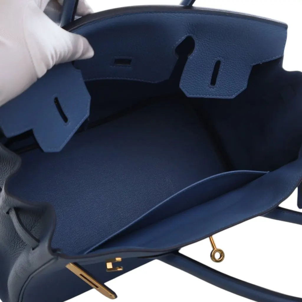 Hermès Togo Birkin Retourne 30 Blue Leather Very good - Box View