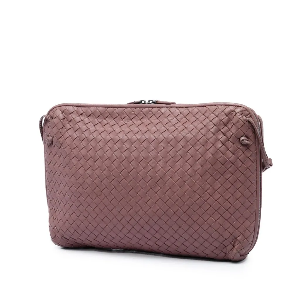 Bottega Veneta Large Nappa Intrecciato Nodini Crossbody Pink Leather Good - Back View
