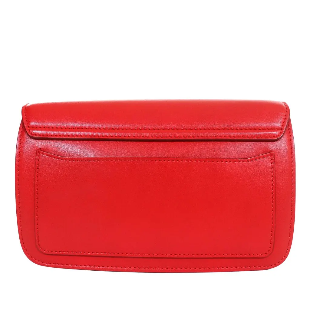 Chloé Mini Calfskin and Suede C Chain Crossbody Red Leather Very good - Back View