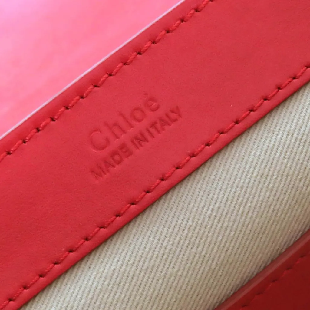 Chloé Mini Calfskin and Suede C Chain Crossbody Red Leather Very good - Box View