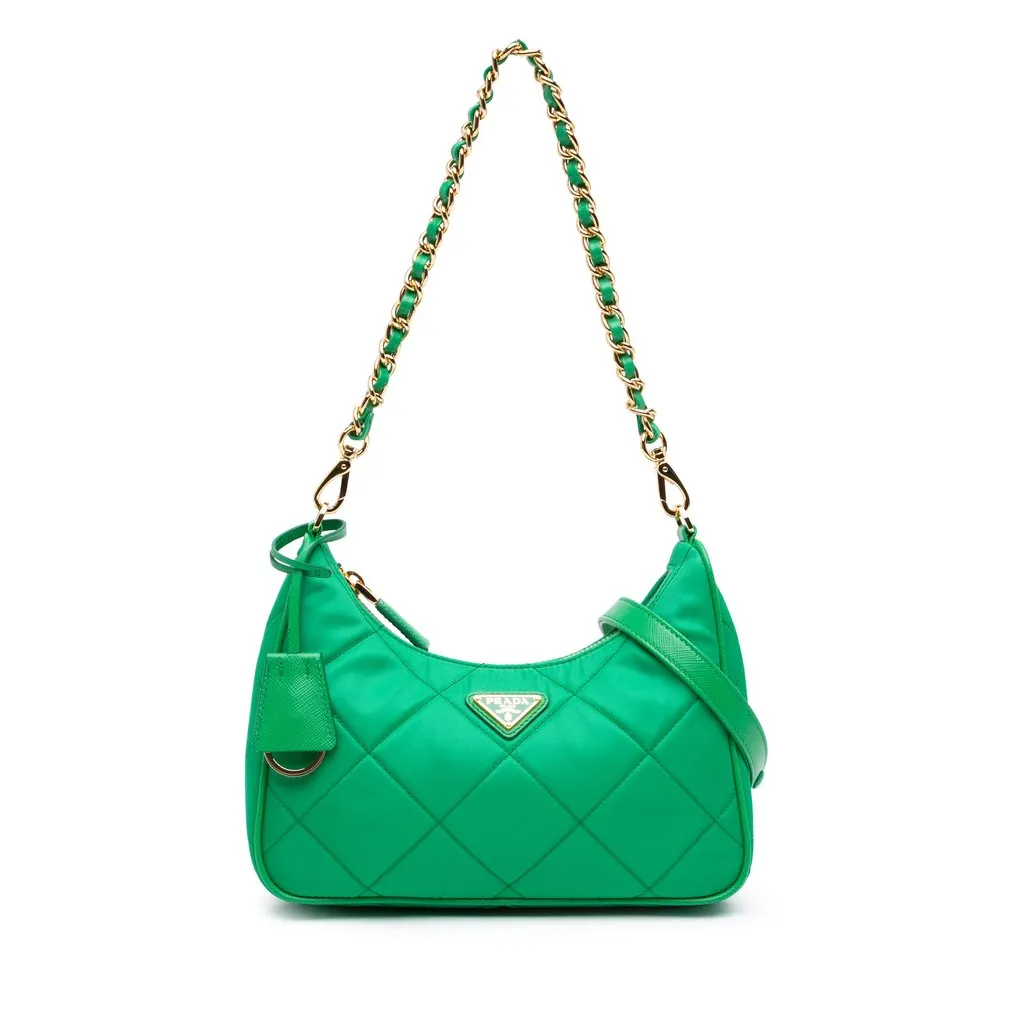 Prada Impuntu Re Nylon Re Edition 1995 Chaine Satchel Green Very good - Front View