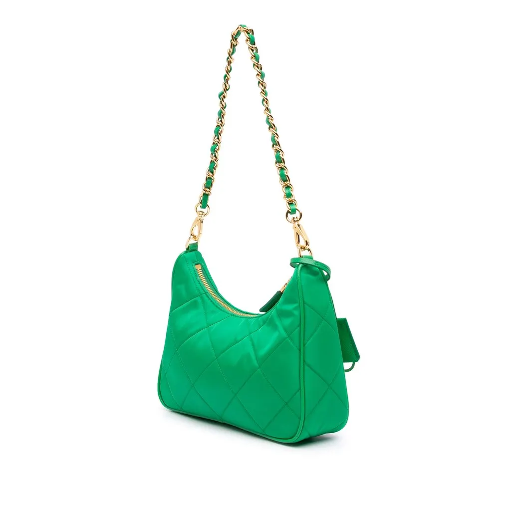 Prada Impuntu Re Nylon Re Edition 1995 Chaine Satchel Green Very good - Back View
