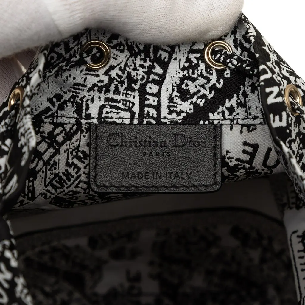 Dior Technical Fabric Plan de Paris DiorTravel Drawstring Pouch Black Canvas Very good - Box View