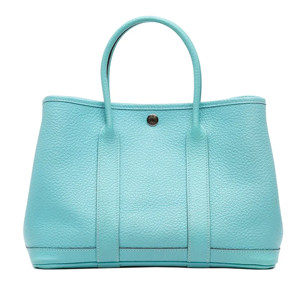 Hermès Negonda Garden Party 30 Blue Leather Good - Front View