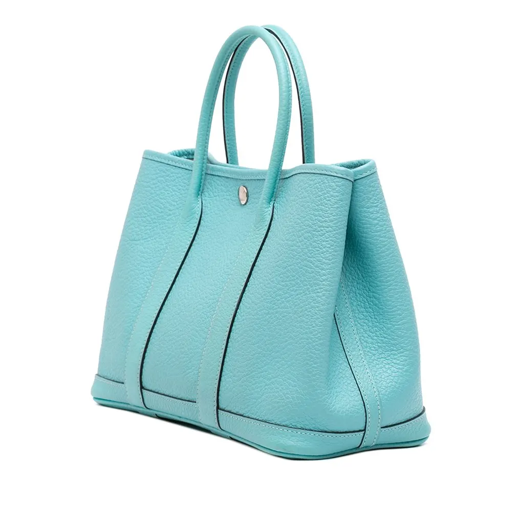 Hermès Negonda Garden Party 30 Blue Leather Good - Back View