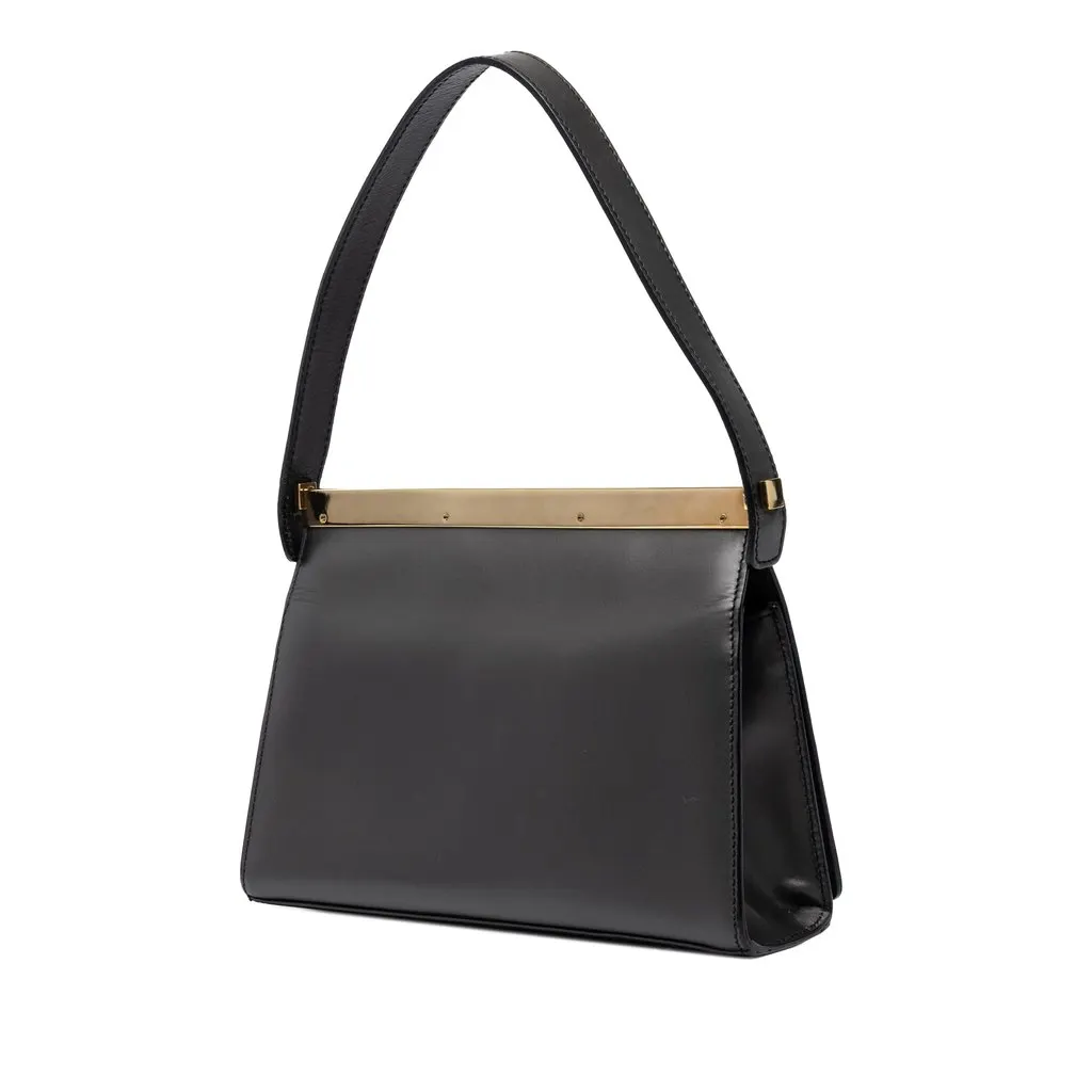 Gucci Calfskin Frame Shoulder Bag Grey Leather Good - Back View