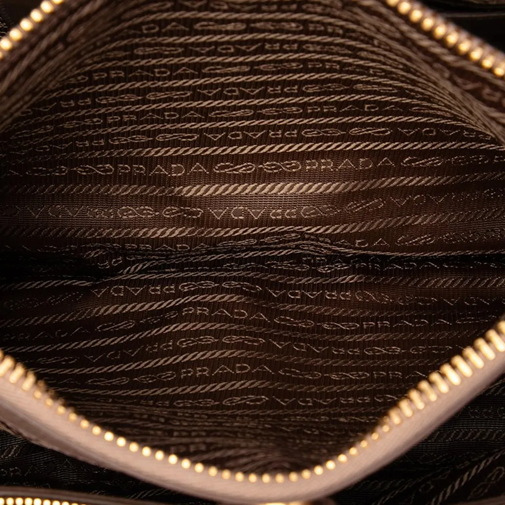Prada Vitello Shine Satchel Brown Leather Very good - Model View