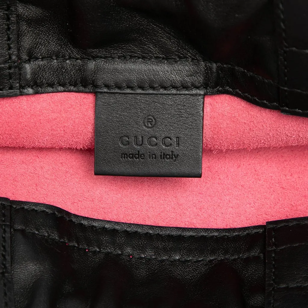 Gucci Grained Calfskin Web Logo Drawstring Backpack Pink Leather Very good - Box View