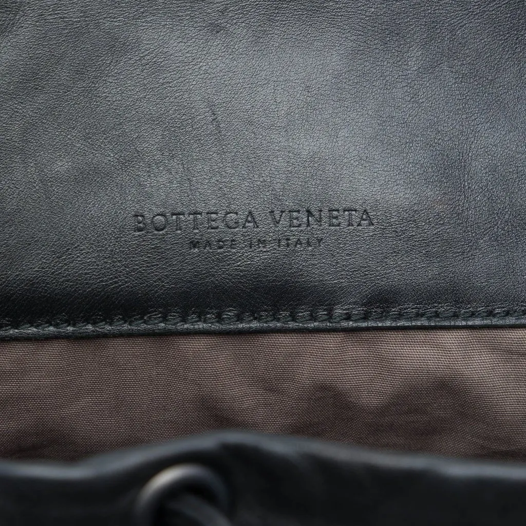 Bottega Veneta Intrecciato Trimmed Leather Drawstring Backpack Black Leather Very good - Box View