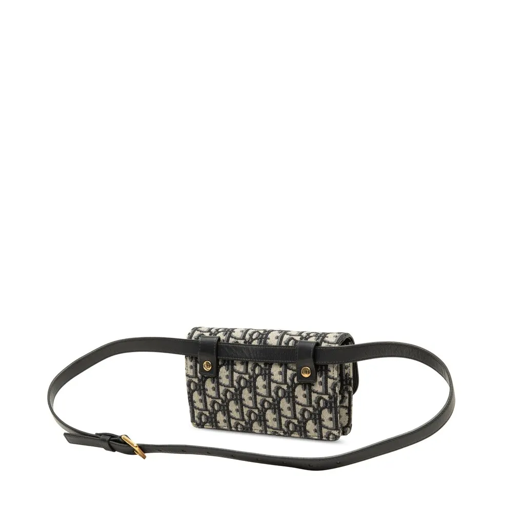 Dior Oblique Canvas Saddle Belt Bag Blue Canvas Good - Back View