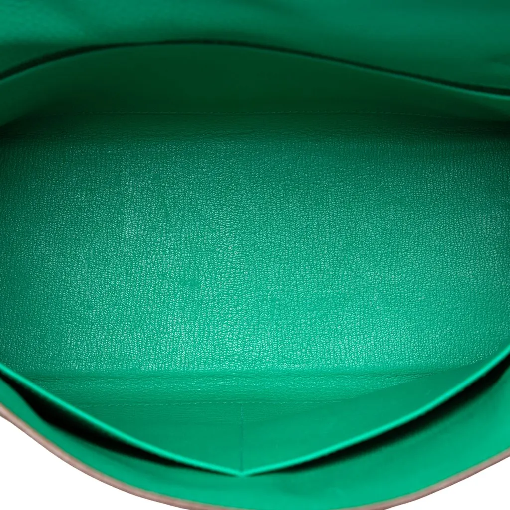 Hermès Clemence Kelly II Retourne 32 Green Leather Very good - Model View