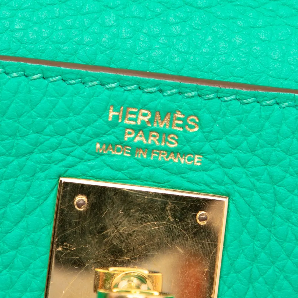 Hermès Clemence Kelly II Retourne 32 Green Leather Very good - Box View