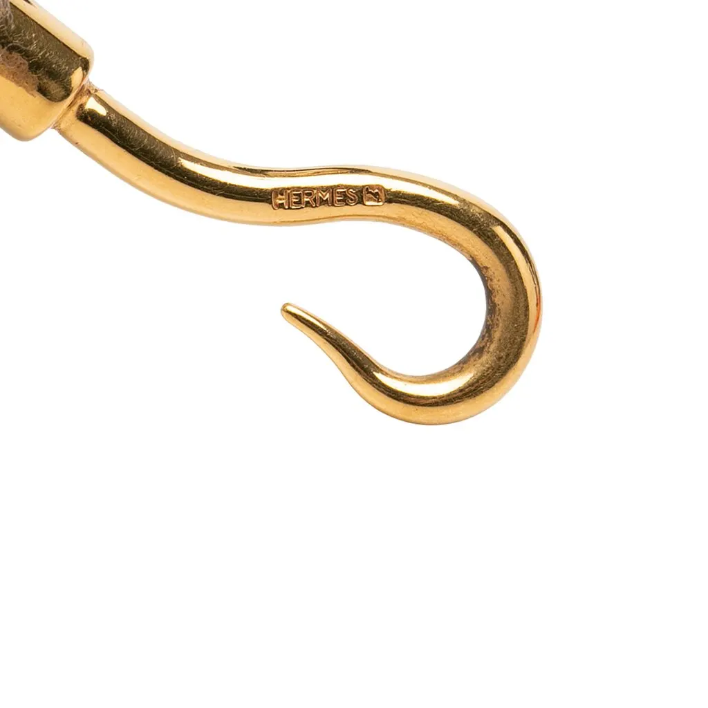 Hermès Gold Plated and Swift Jumbo Hook Double Tour Bracelet Black Leather Very good - Model View