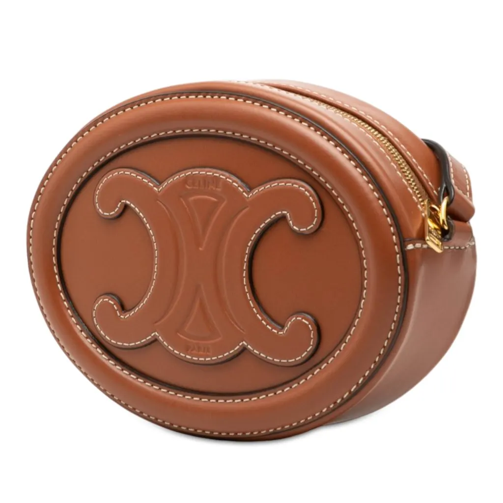 Celine Small Calfskin Cuir Triomphe Oval Crossbody Brown Leather Very good - Back View