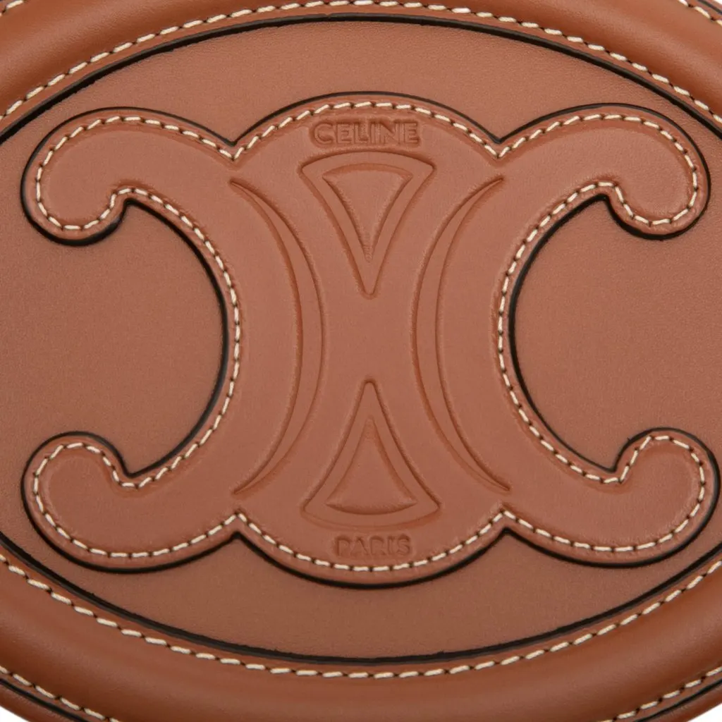 Celine Small Calfskin Cuir Triomphe Oval Crossbody Brown Leather Very good - Box View