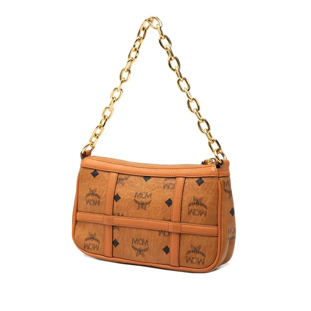 MCM Mini Visetos Coated Canvas Delmy Chain Satchel Brown Very good - Back View