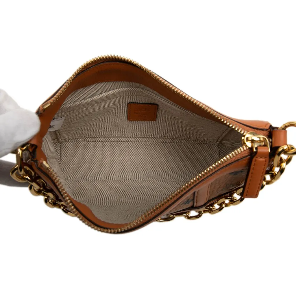 MCM Mini Visetos Coated Canvas Delmy Chain Satchel Brown Very good - Model View