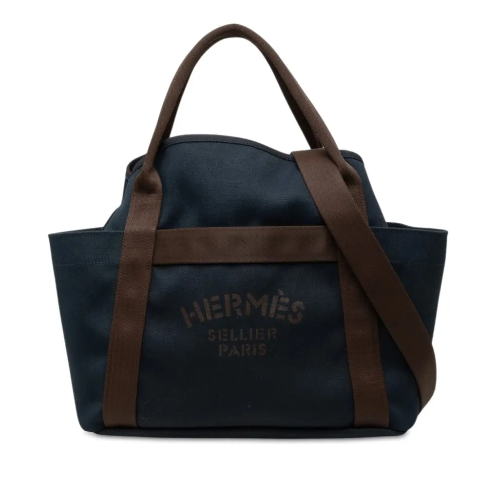 Hermès Toile Sac de Pansage Grooming Bag Blue Very good - Front View