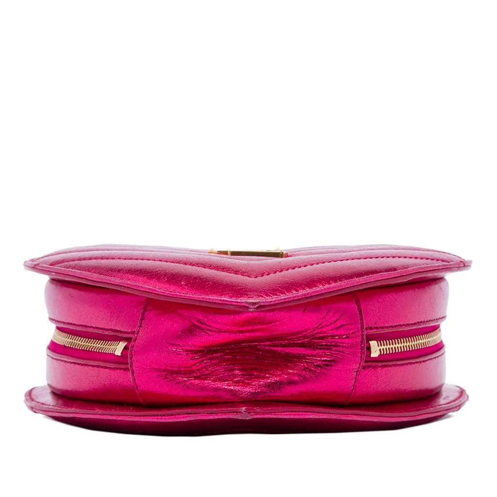 Saint Laurent Mini Chevron Metallic Leather Monogram Love Heart Chain Bag Pink Leather Very good - Inside View