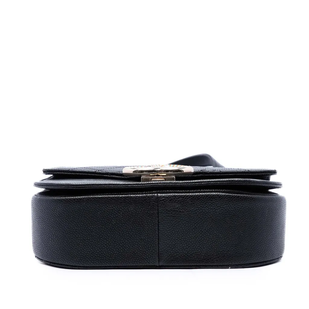 Chanel Paris Cuba Small Quilted Caviar Thread Around Flap Black Leather Very good - Inside View